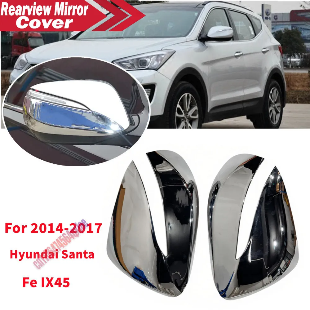 For Hyundai Santa Fe IX45 2014-2017 ABS Car Rearview Side Mirror Cover Wing Cap Exterior Door Housing Trim Adhesive Sticker