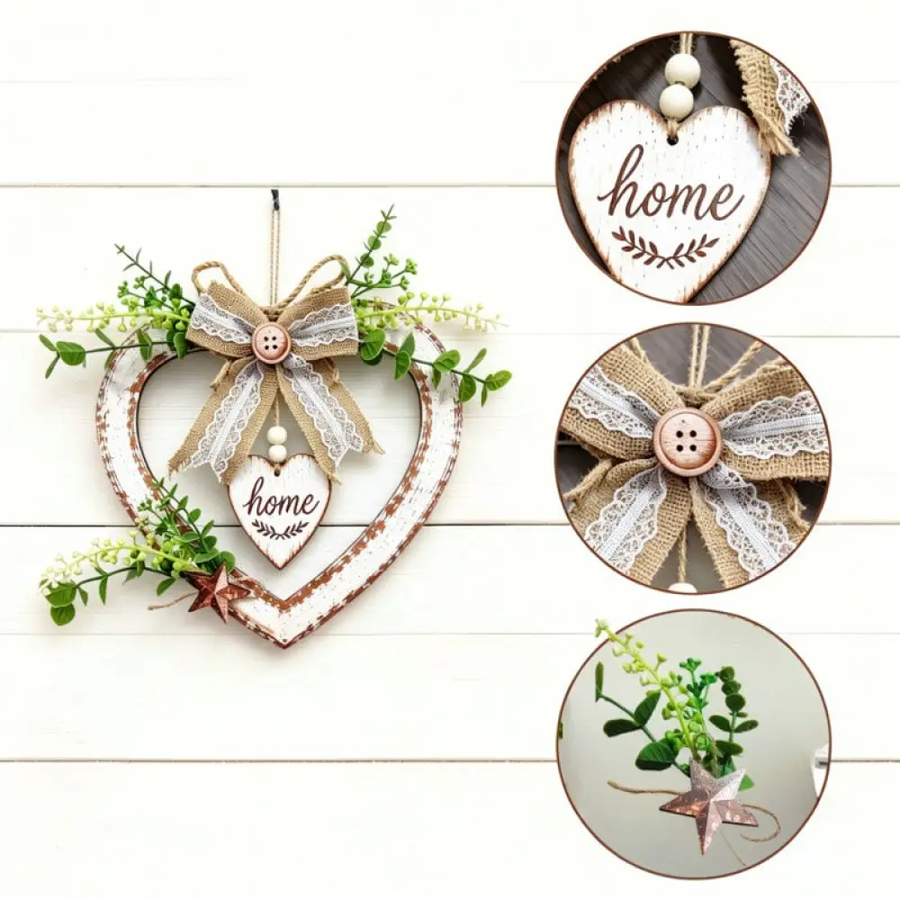 Elegant Heart Shape Wood Wall Decor Natural Wood Ornament For Home Bedroom Living Room Party Wall Art Piece