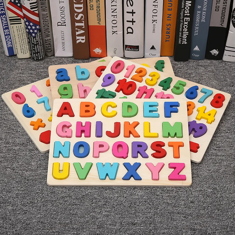 

Montessori Wooden Puzzle 3D Alphabet Letters Number Matching Game Baby Kids Toys Education Learning Toy for Children 2 To 4 Year