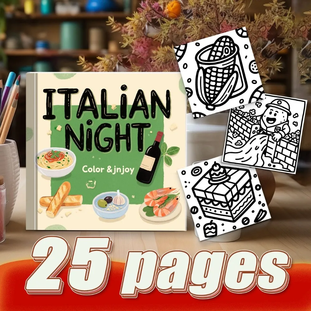High Quality Food Simple Line Coloring Book Stress Relief Healing Parent Child Companion Rich Food Themes Free Brushes