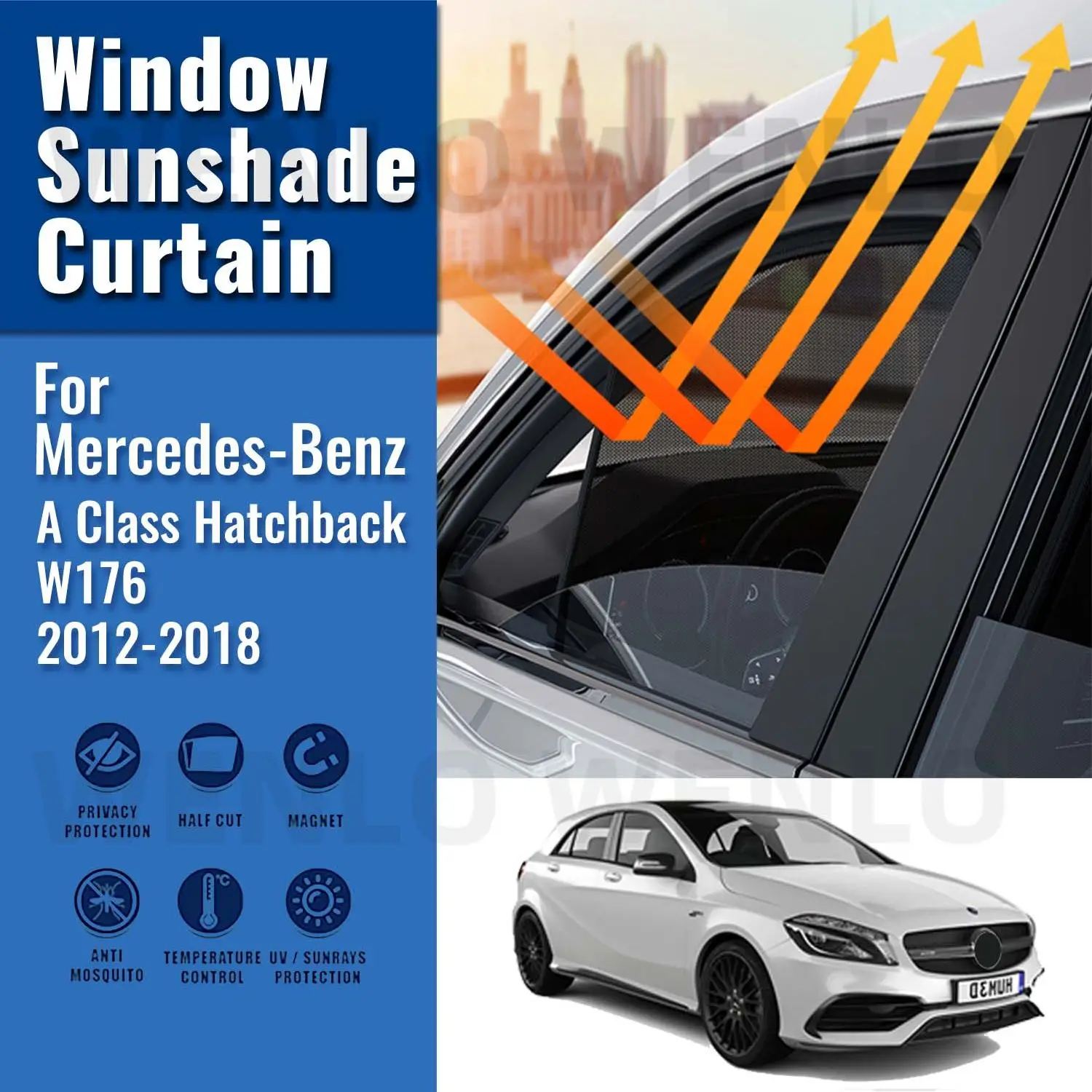 

For Mercedes Benz A Class Hatchback W176 2012-2018 Car Window SunShade UV Protection Auto Curtain Sun Shade Visor Net Mesh