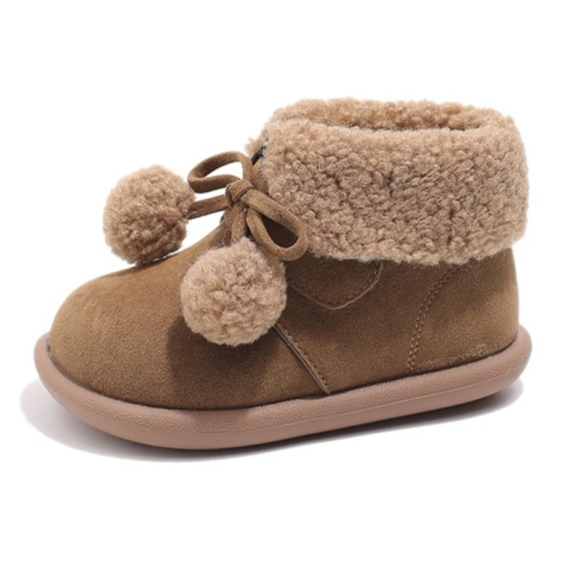 

Зимние зимние ботинки для девочек 2024, толстые теплые детские ботильоны на флисовой подкладке, хлопковые ботинки на нескользящей мягкой подошве для малышей