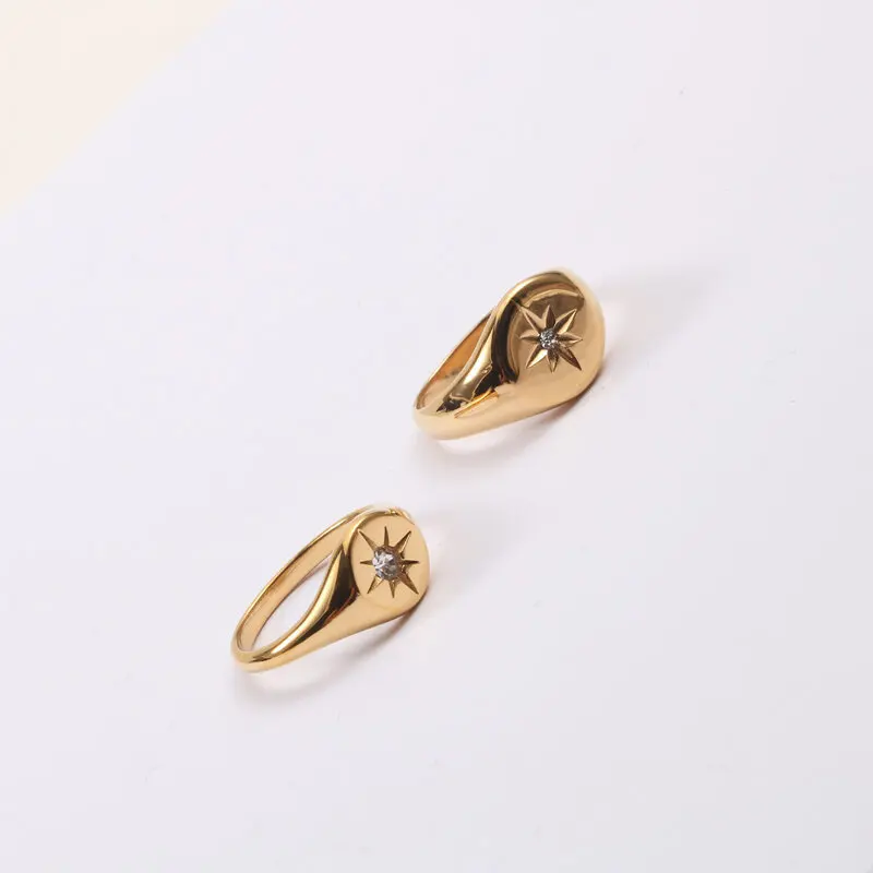 Joolim High End PVD Fashionable M Word Star Ring For Women Stainless Steel Jewelry Wholesale