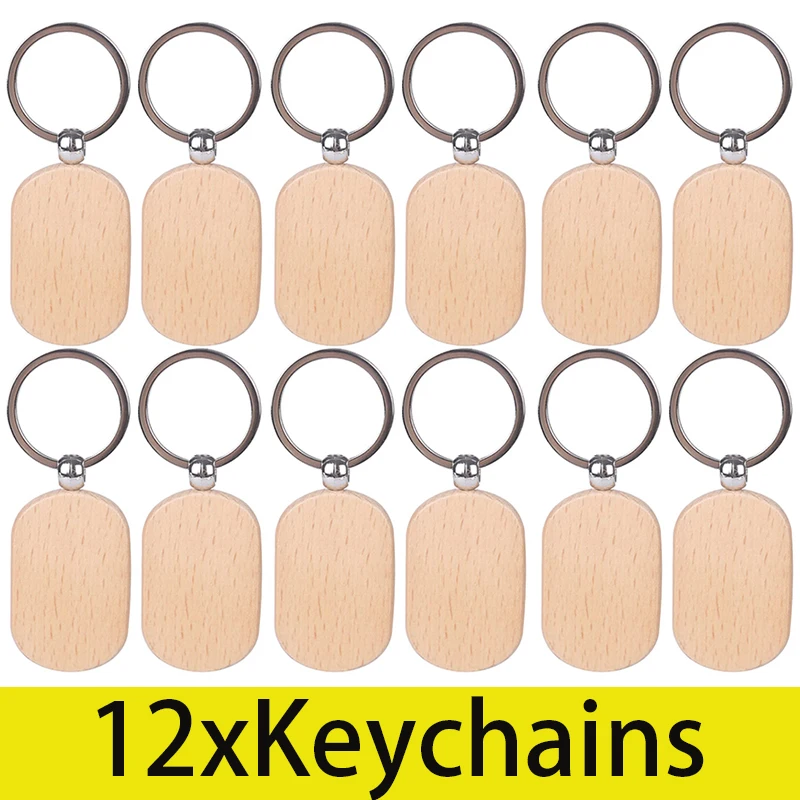 

12Pcs Wooden Keychain Gift Present Keyring Keychains For Men