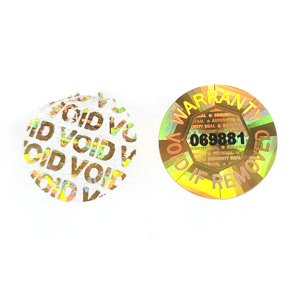 100pcs 15mm Gold Color Hologram Label Sticker Serial Numbers Security Seal Octagon Inside AUTHENTIC GENUINE ORIGINAL Protection