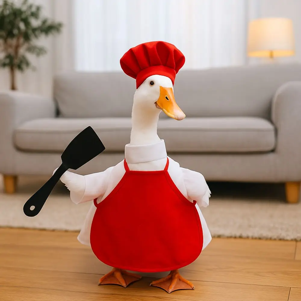 

Pet Supplies Washable Porch Geese Clothes Cartoon Adjustable Chef Geese Outfit Secure Goose Cosplay Clothes Holiday