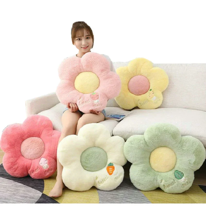 Long Plush Flower Shape Sofa Decor Cushion Stuffed Pink Peach Blossom Flower Baby Floor Playmat Birthday gift Office Seat Pillow