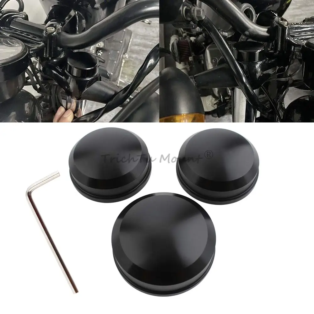 Motorcycle Black Front Fork Cap Upper Fork Stem Covers Kits Fit For Harley Softail '90-'17 FLS FLSS FLSTF FLSTFB FLSTFBS FLSTN