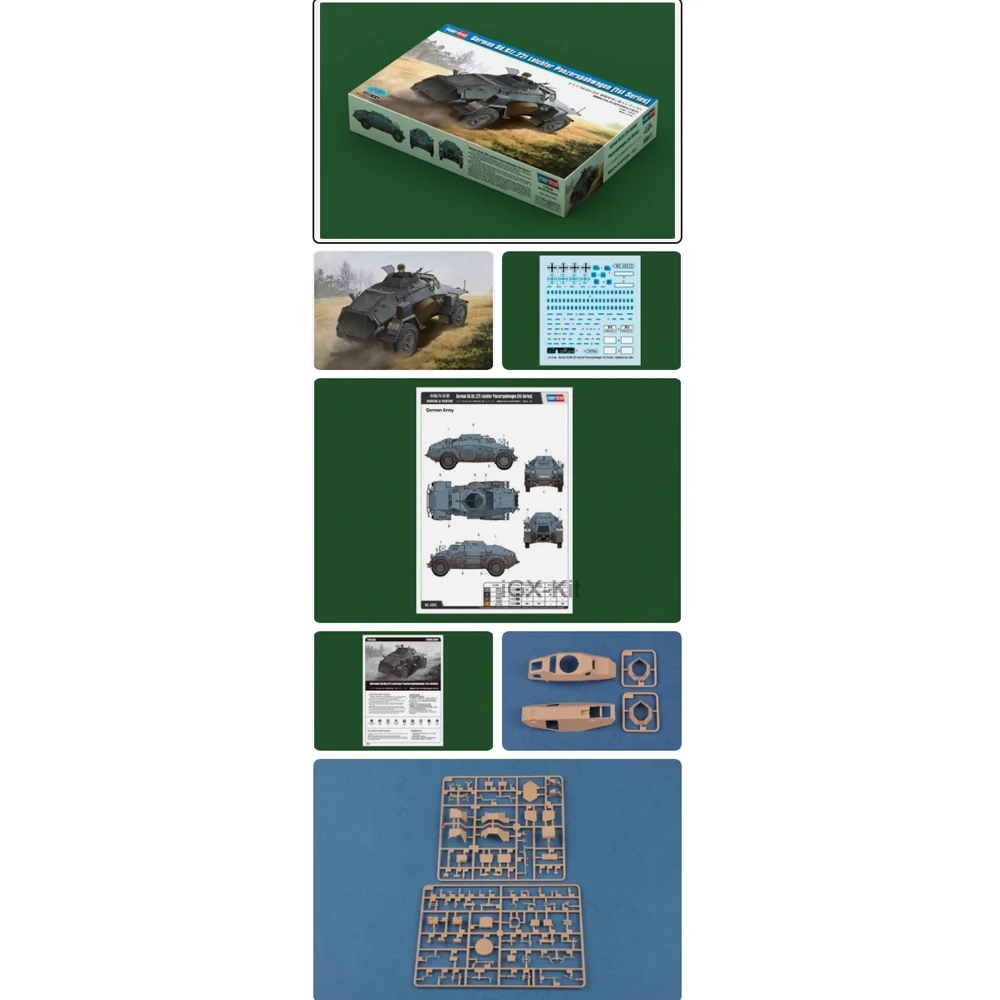 

Hobbyboss 83811 Масштабная модель 1:35 Немецкий легкий танковый разведывательный автомобиль SdKfz 221, пластиковый сборный конструктор