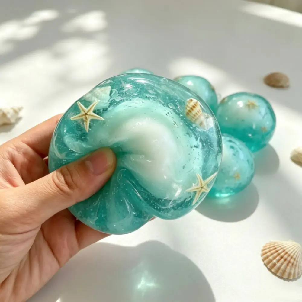 Ocean Crispy Squishy Ball Satisfying Sound Non-bounce Wax Crunchy Squishy Handmade Shapable Sensory Fidget Ball Adults