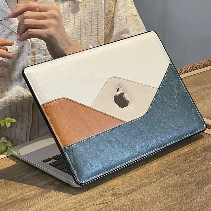 Suitable for Macbookair Laptop PU Protective Shell Kawaii Cat Pattern Laptop Pro14/16 Computer Case Shell