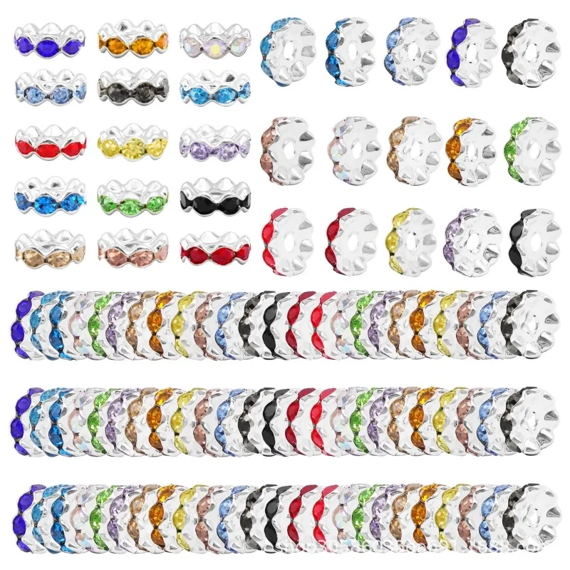 5/6/8/10/12mm Metall Strass Rondelles Kristall Lose Spacer Perlen für DIY Handgemachten Schmuck Machen armband Liefert Zubehör