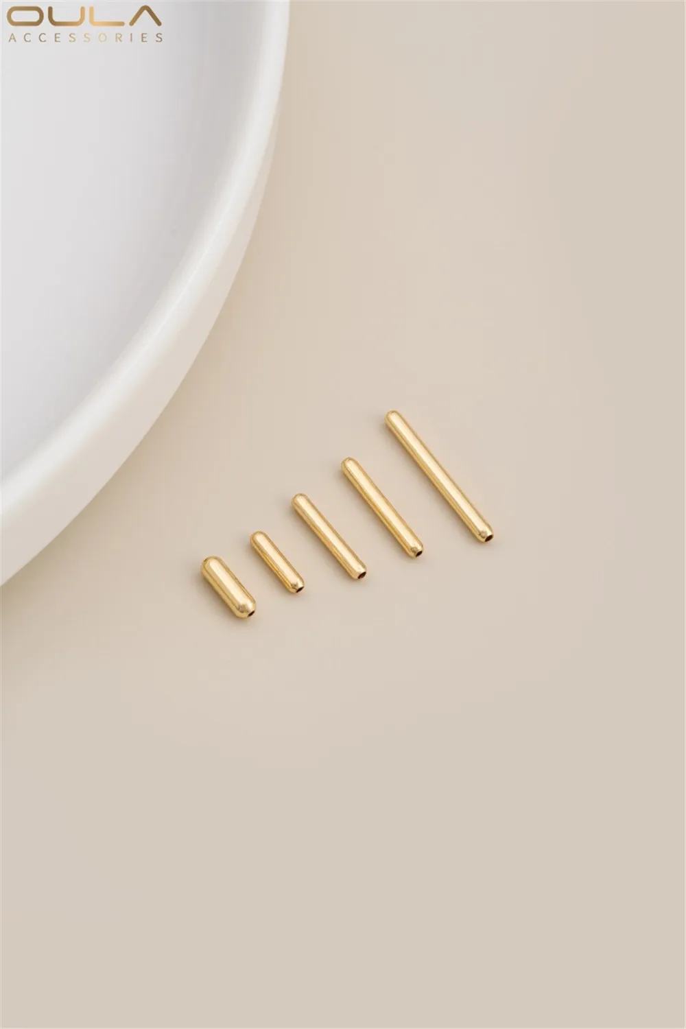 

14K Gold-plated Round Tubes Straight Tubes Long Rice Beads Spacer Beads Diy Handmade Jewelry Accessories Loose Bead Materials