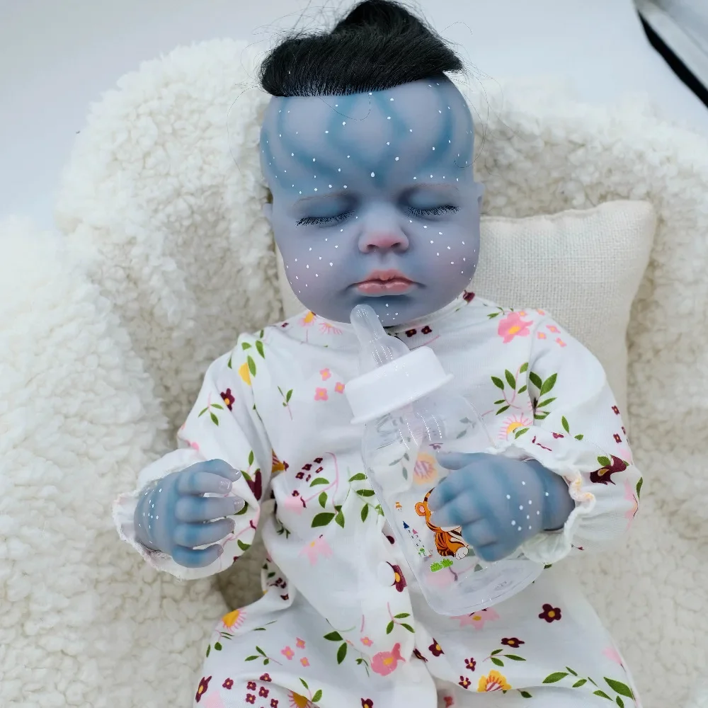 19inch Silicone Baby Doll Reborn Avatar LouLou Lifelike Newborn Baby Girls 3D Skin Real Looking Baby Dolls Muñeca Bebe Reborn