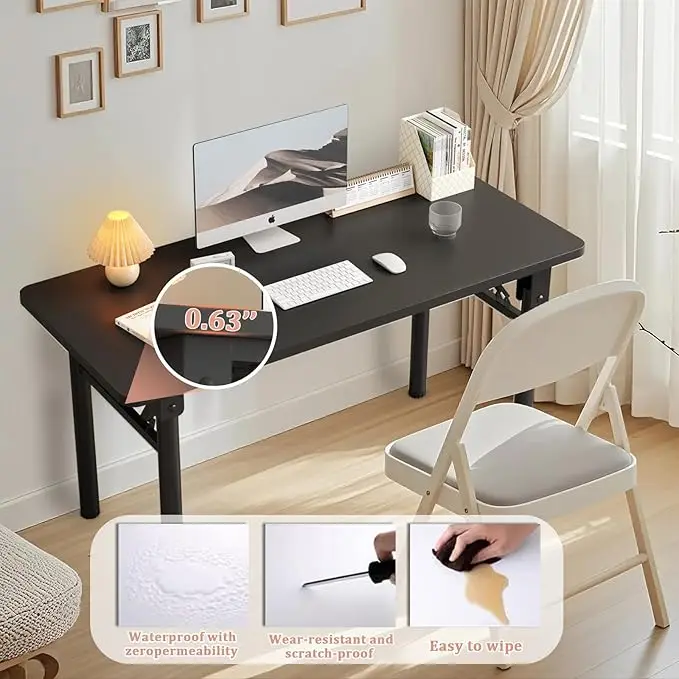طاولة دراسة مكتب الكمبيوتر لا تتطلب التجميع، طاولة قابلة للطي لتوفير مساحة الكمبيوتر