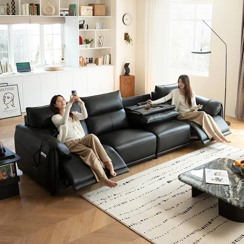 

Leather living room minimalist headlamp triple sofa