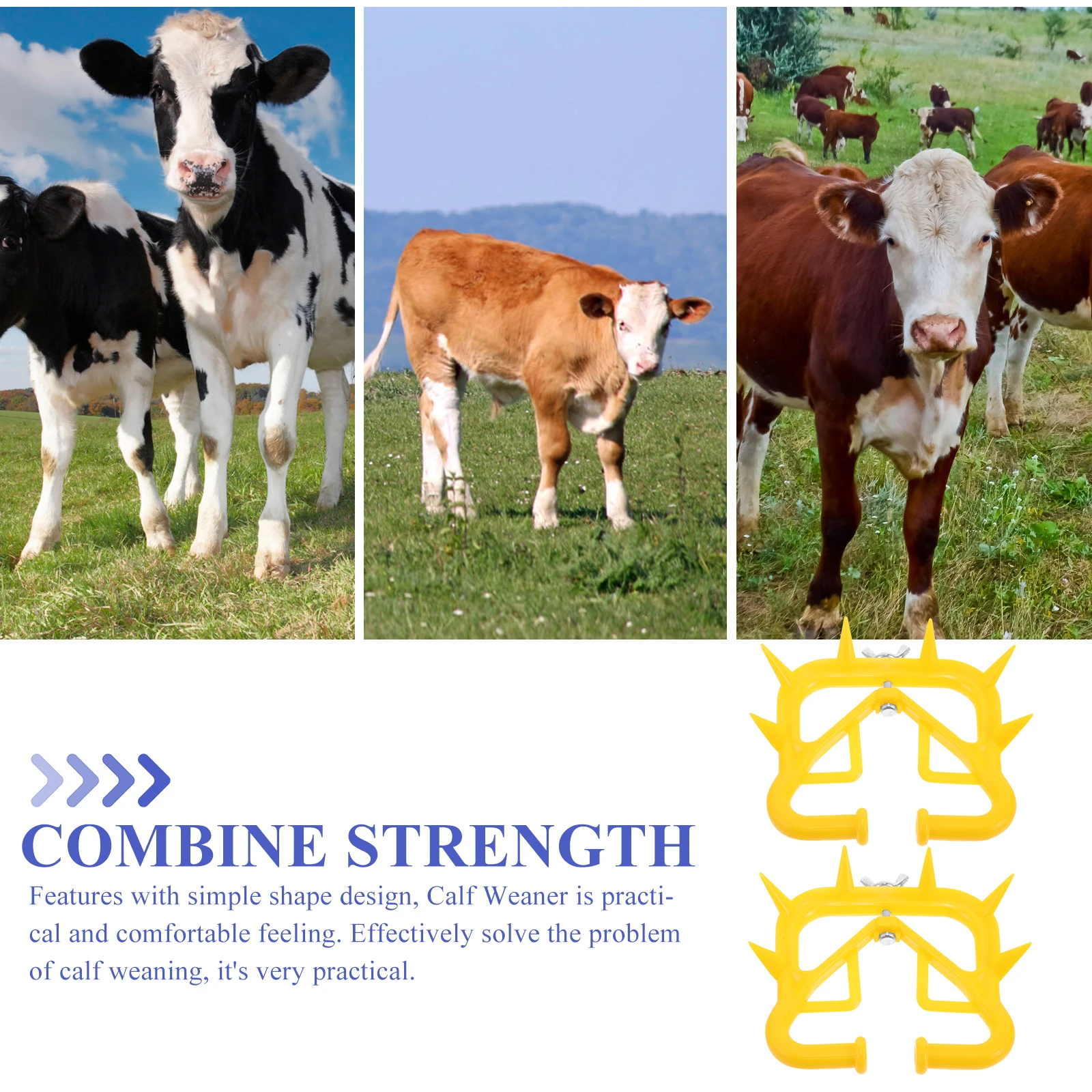 

10 Pcs Cows Weaner Weaning Tool for Calf Bander Nose Rings Thicken Cattle Yellow Clamps
