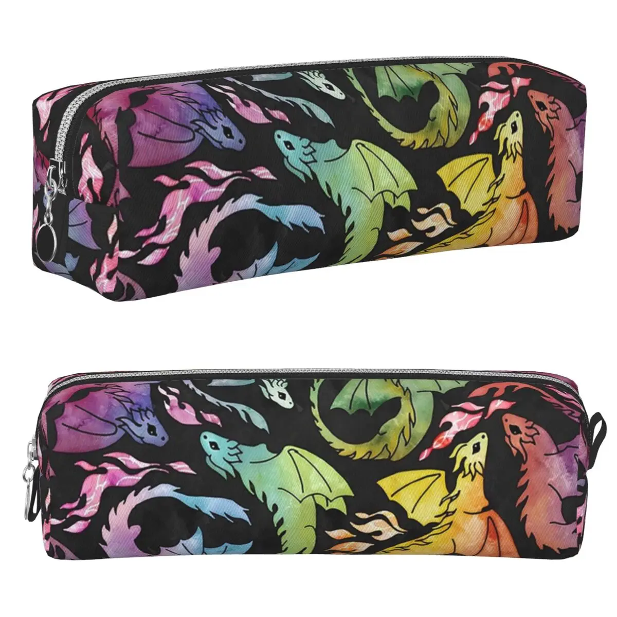 Dragon Fire Dark Rainb Federmäppchen mit großem Fassungsvermögen, Stifttaschen, Stiftbox für Jungen, Mädchen, Studenten, Schreibwaren, Federmäppchen, Kosmetiktasche