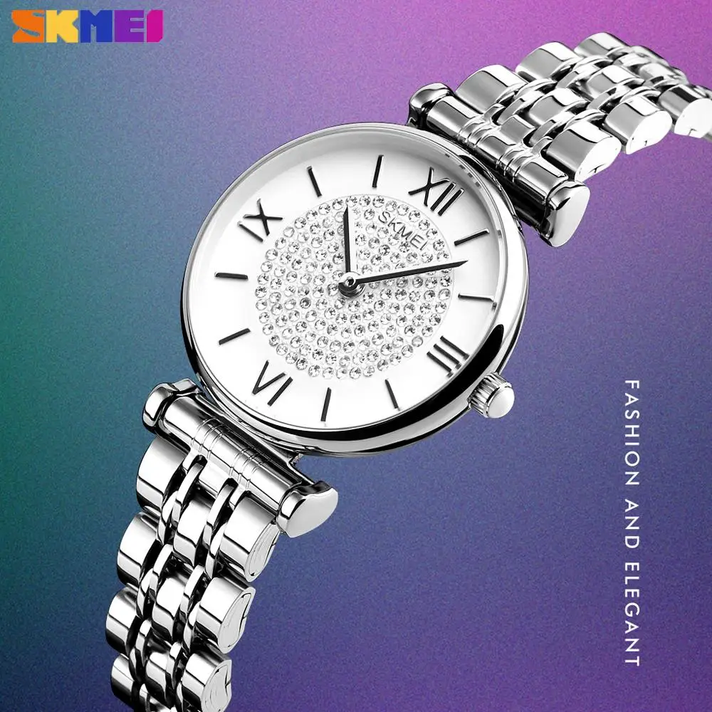 SKMEI Luxury Quartz Women Watch Waterproof Stainless Steel Strap Ladies Clock Casual Bracelet Female Wristwatch reloj para mujer