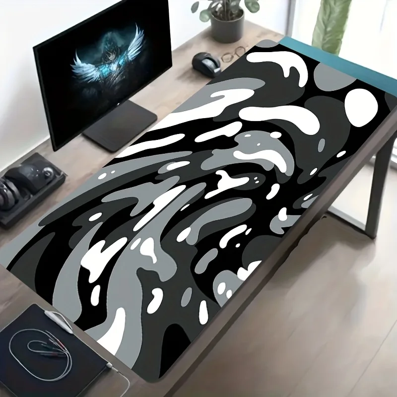 

Abstract Camo Oversized Gaming Mouse Pad Non-Slip Rubber Desk Mat for Office and Computer Decor