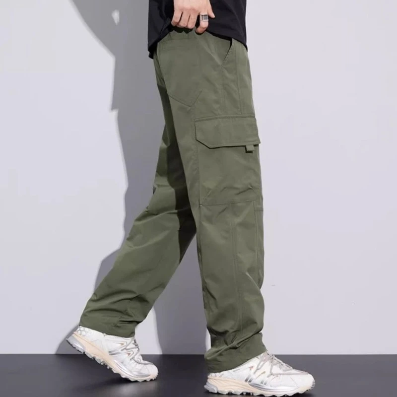 

Весенние и осенние походные брюки-карго для мужчин, простые прямые длинные хлопковые самые дешевые брюки, технологичная одежда, свободные мужские брюки-эмо