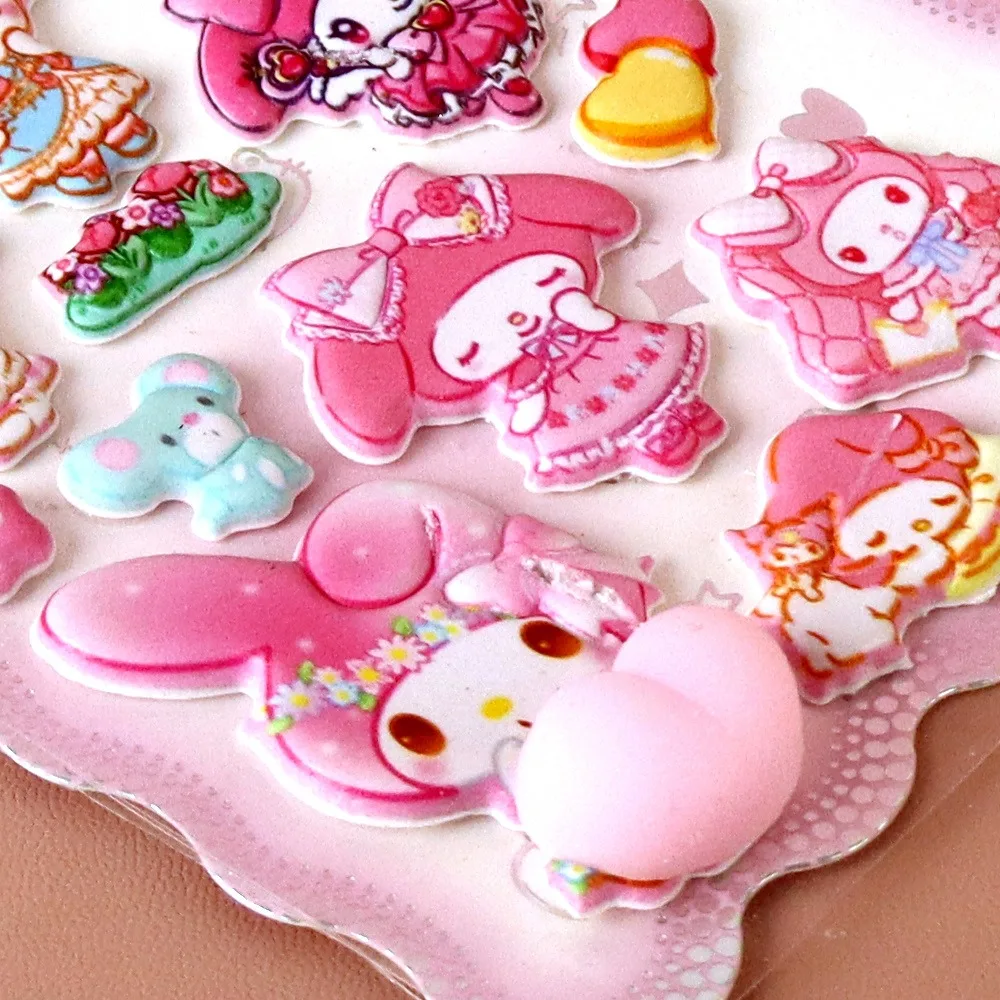 3er-Set lustige Sanrio Happy Buttocks Aufkleber – Kuromi & Melody kreative, weiche, zusammendrückbare Deko-Sticker für Handy, Notizbuch, Laptop – Detail 2