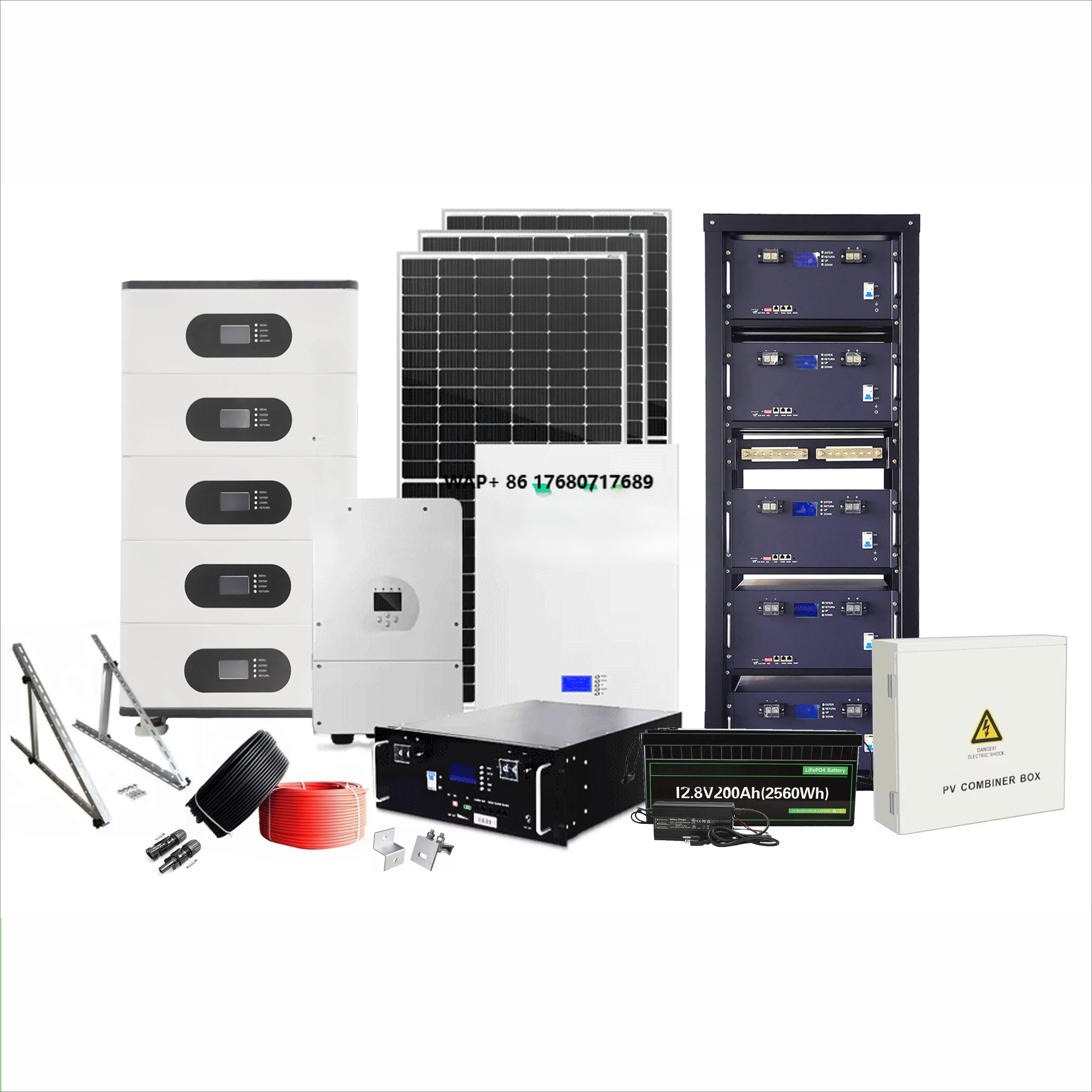 Durable 10kW Monocrystalline Silicon Hybrid Solar System with MPPT Controller and Long Life Lithium Ion Battery for Home Use