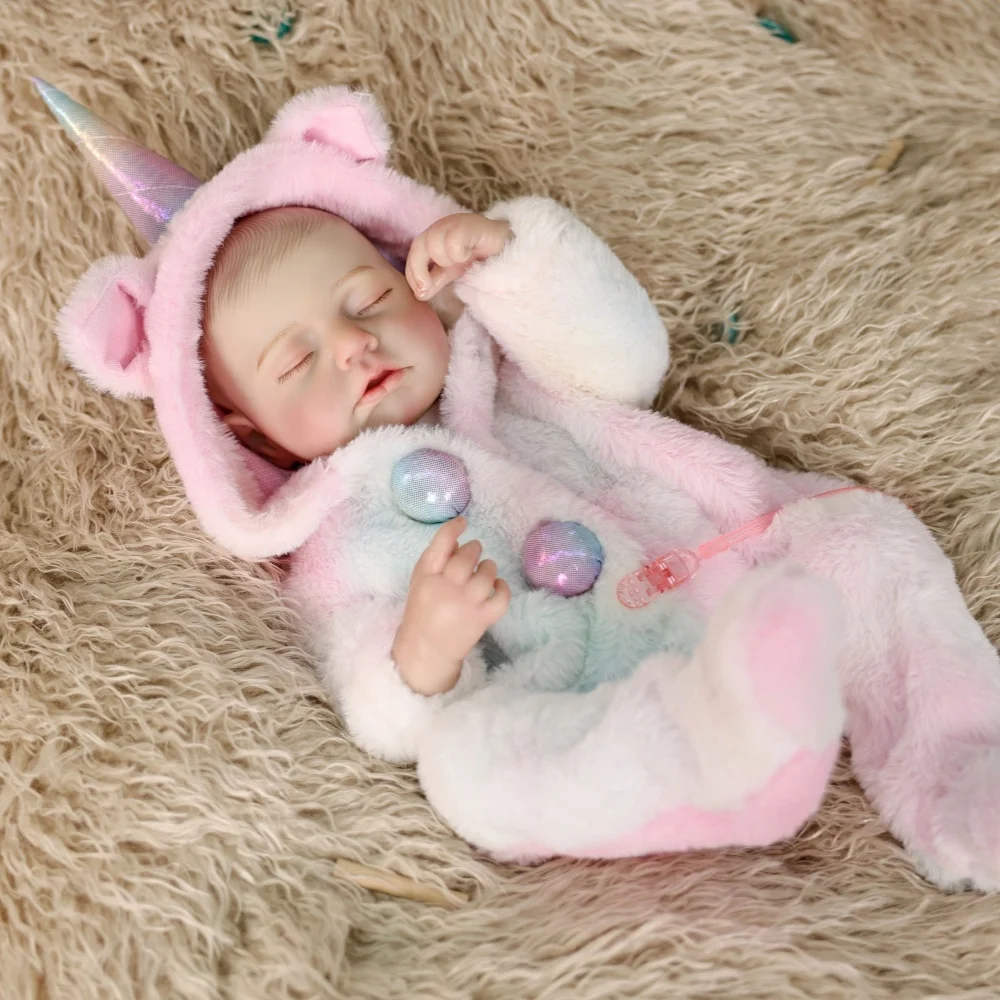 Cloveray 20 inch Full Body Vinyl Realistic Reborn Doll Cute Plush Unicorn Set Vinyl Doll High-quality Handmade Toy Kid Xmas Gift