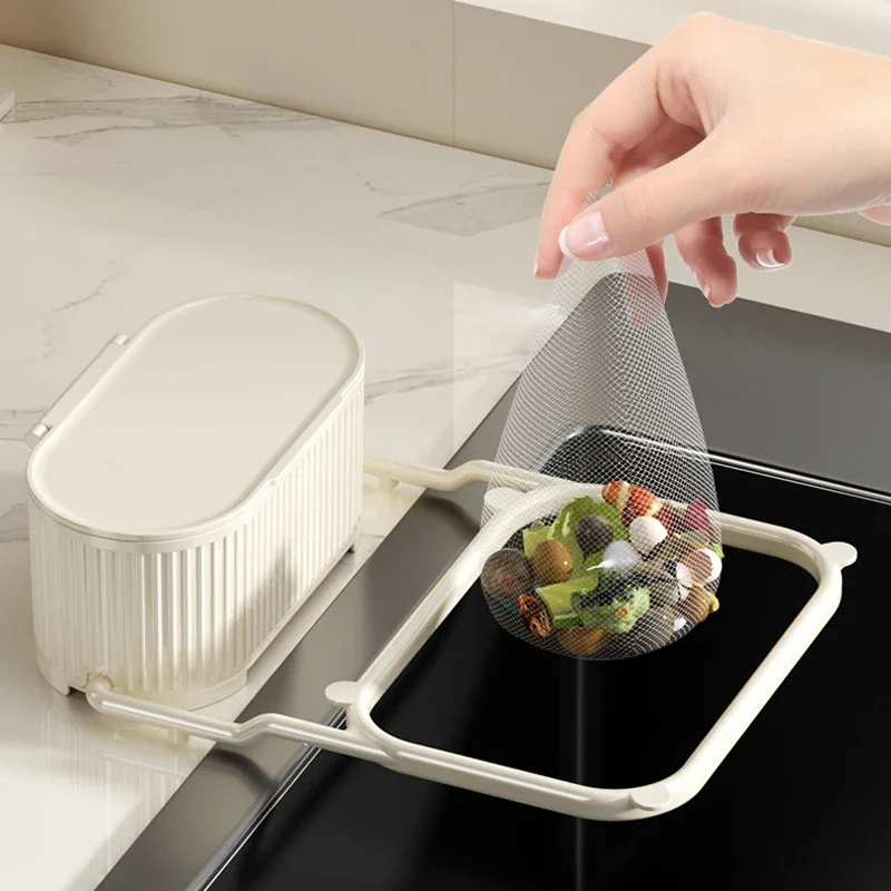 Kitchen Sink Filter Rack Foldable Sink Strainer Mesh Bag Stand Shelf Anti-Clogging Disposable Garbage Mesh Net Sink Storage Box