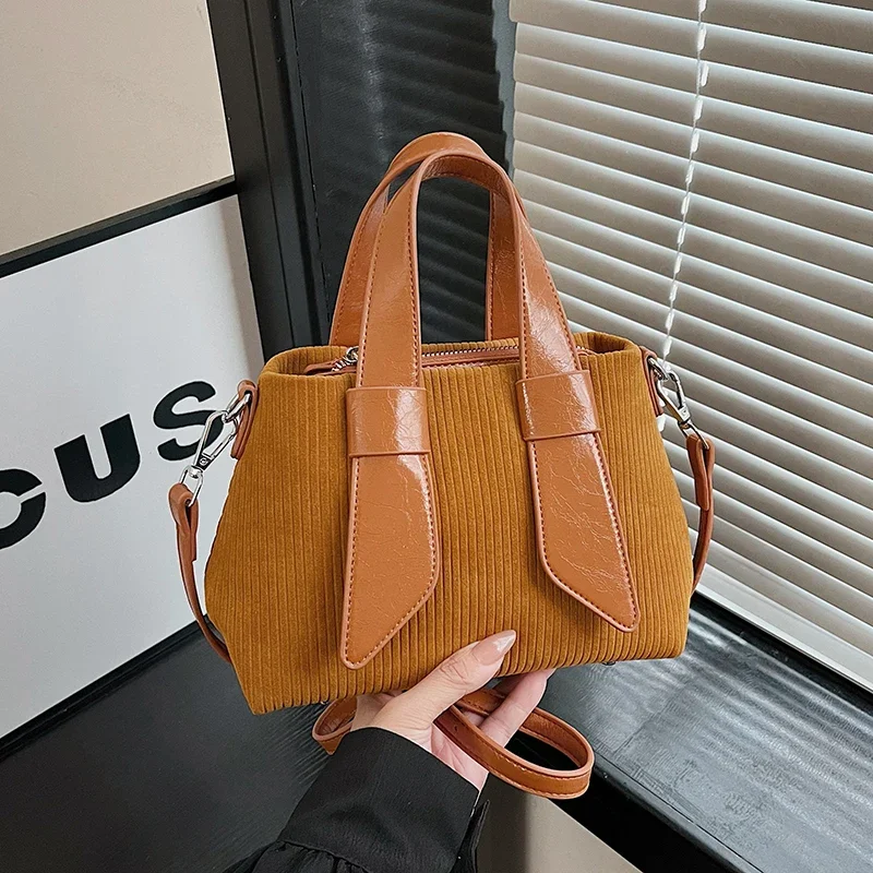 Small Handbag Korean Style Simple Bag For Women 2024 Winter 7 Color Corduroy Shoulder Crossbody Bags Female Shopper Purse Clutch