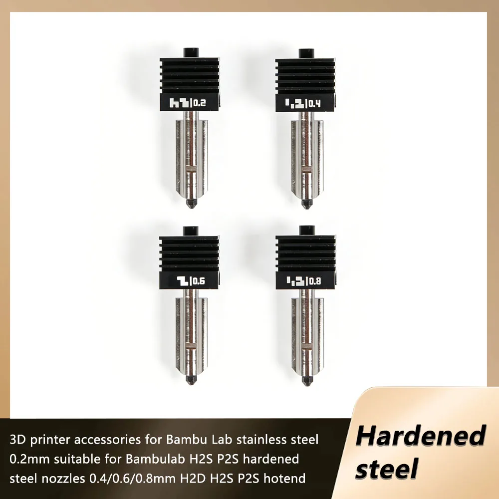 

3D Printer Accessories For Bambu Lab Stainless Steel 0.2mm H2S P2S / Hardened Steel Nozzle 0.4/0.6/0.8mm H2D H2S P2S Hotend