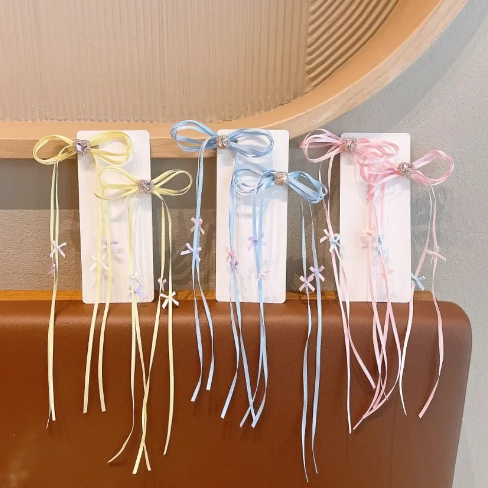 Girls Ballet Style Bow Hair Clips Long Ribbon Streamer Toddler Baby Ponytail Alligator Clips Kids Cute Hair Accessories ZX07