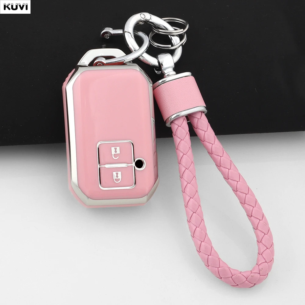 2-Tasten Rosa TPU Autoschlüssel-Schutzhülle für Suzuki Ertiga Swift Wagon R – Geschützter Halter und Schlüsselanhänger-Zubehör