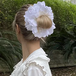 Oversized kant franse hair scrunchie voor vrouwen elastische paardenstaarthouder hoofdbanden haarbanden elastische haaraccessoires