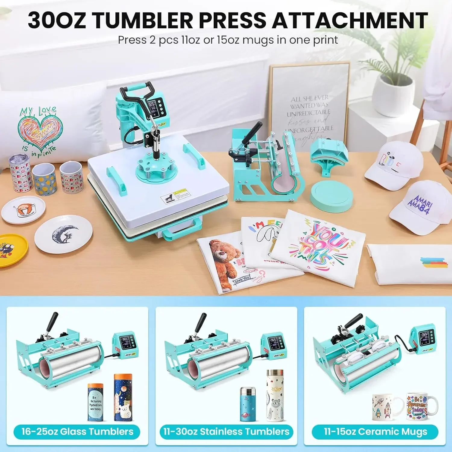 

[Free Shipping!]Upgraded Heat Press Machine 8 in 1 Combo 15 X15 Digital Multifunction Shirt for T Shirts Sublimati