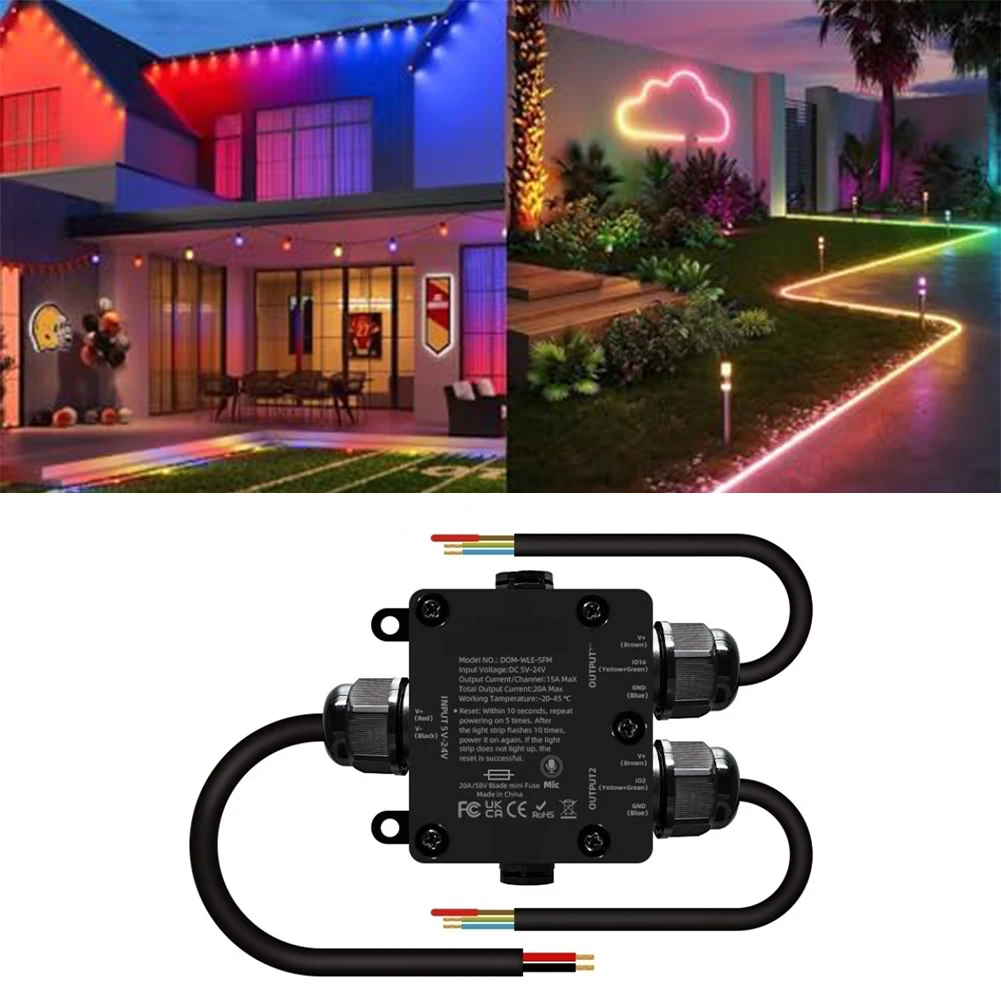 

WiFi RGB Driver IP65 LED Controller Made Of PC Material Stable WiFi Connectivity LED Strip Controller With Mic
