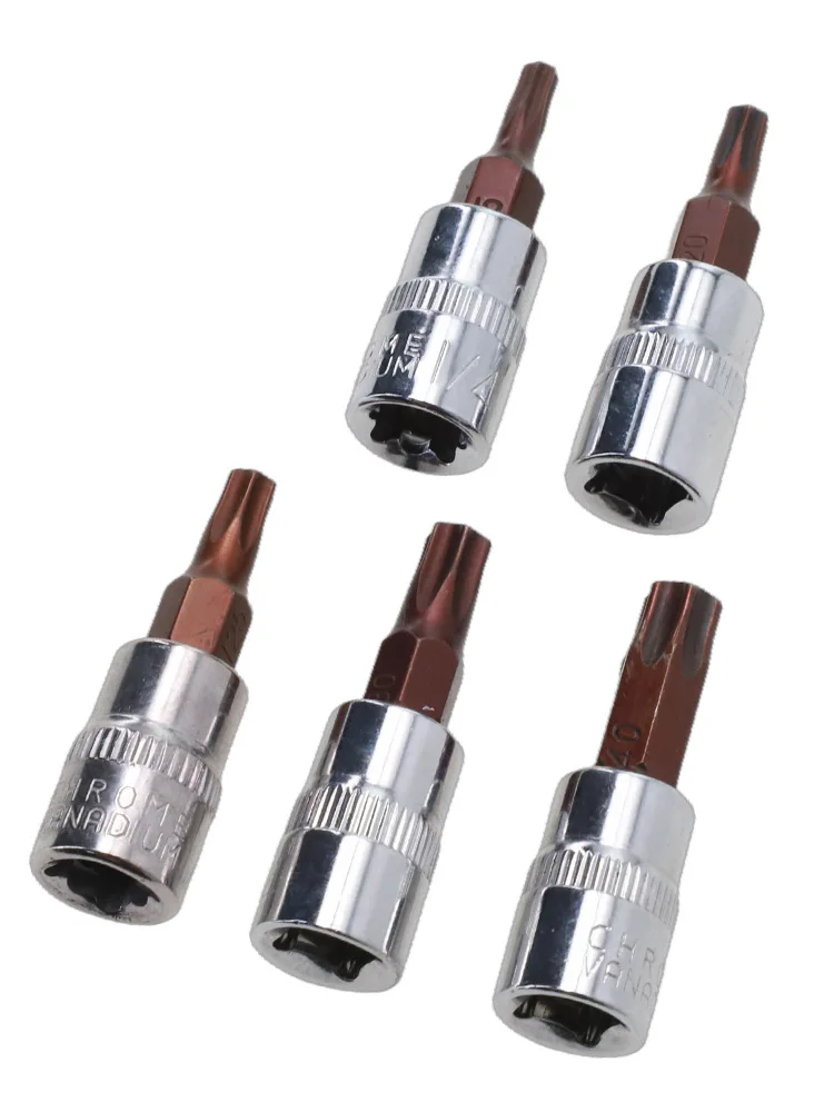 5 uds para puntas de destornillador Torx para T15 para T20 para T25 para T30 T40 herramientas de cabezal de enchufe de accionamiento resistente de 1/4 pulgadas para trabajos de mantenimiento