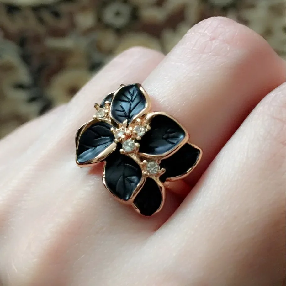 Iutopian Brand Flower Series Rings For Women Anel 3 Colors Dont Fade Anti Allergy Big Size #RG95676