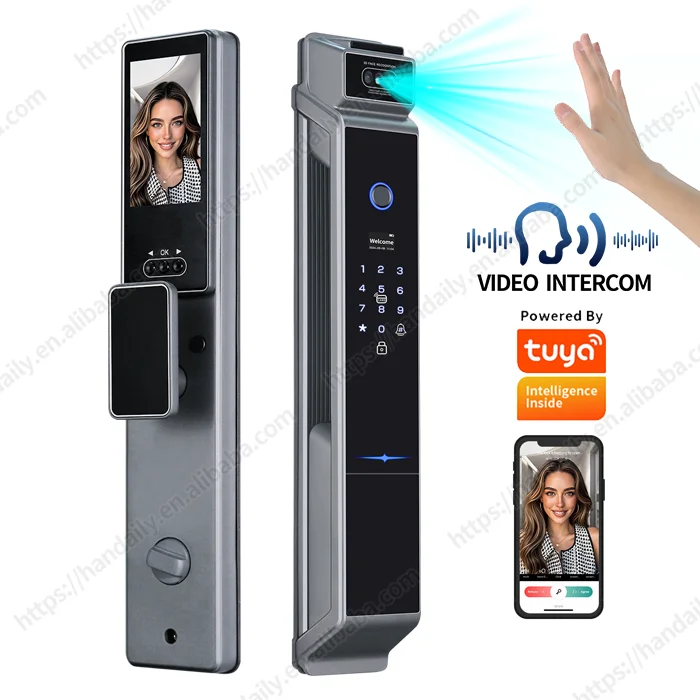 HanDaily Factory Digital Lock Tuya Video Intercom  Face Recognition Smart Door Lock Biometric Palm Vein Fingerprint Door Lock