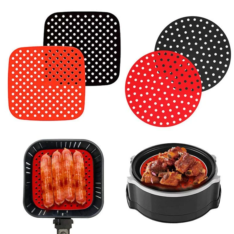 Air Fryer Baking Paper Silicone Air Fryer Liner Non-Stick Steamer Pad Air Fryer Accessory Kitchen Baking Liner Cooking Utensils