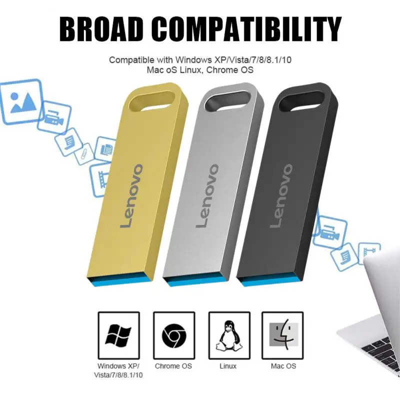 Lenovo USB Flash Drive 2TB Metal Real Capacity High Speed Memory Stick USB3.0 Flash Pen Drive Business Gift Storage U Disk