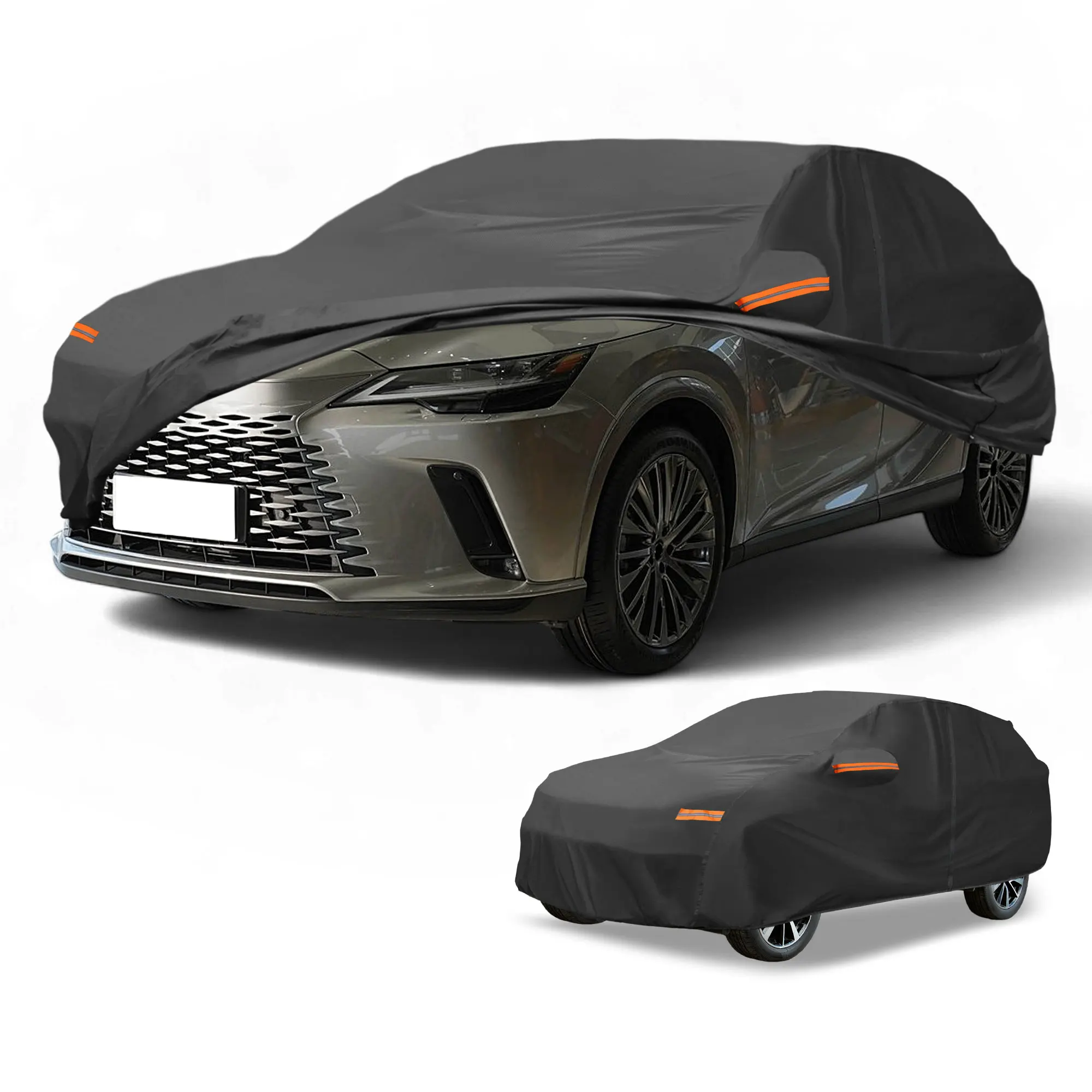 

UXCELL Car Cover Waterproof All Weather Sun Protection Full Exterior 190T-PU Cover for Lexus RX Black with Reflective Strips