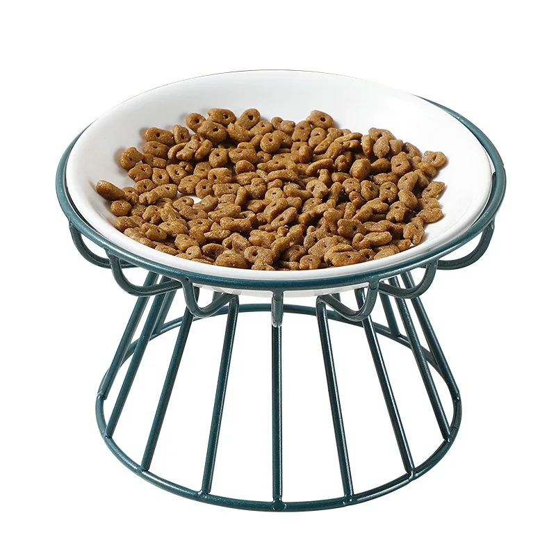 Pet ceramic bowl Nordic cat bowl high ceramic snack can plate anti-cervical spondylosis anti-overturning cat food basin