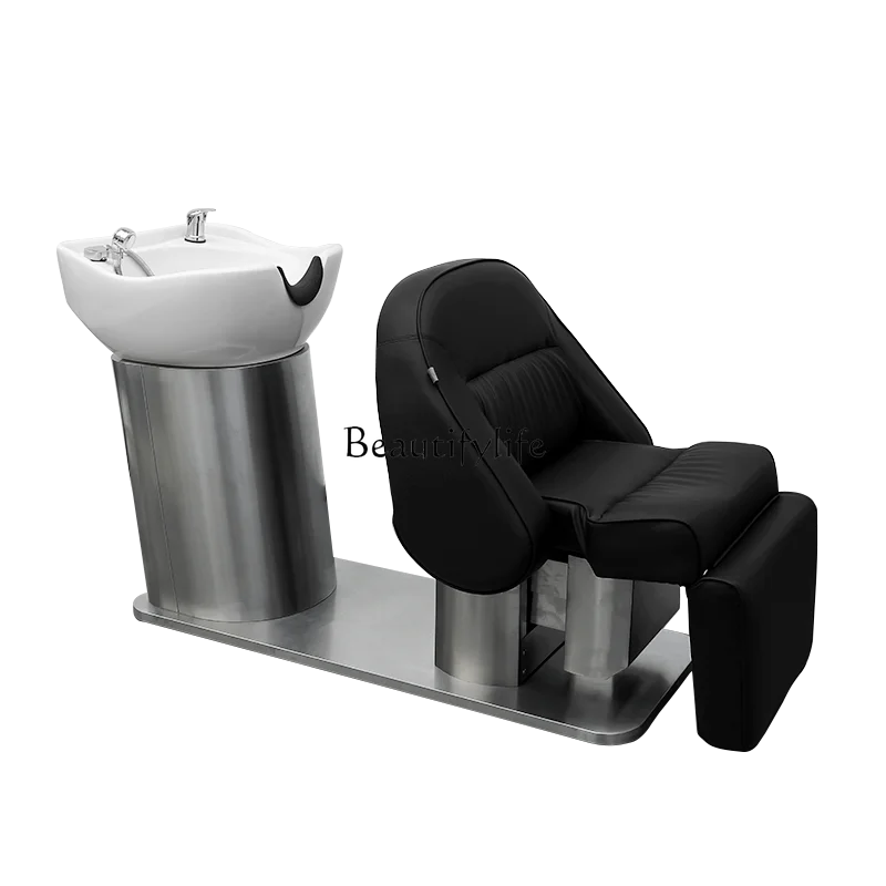 

Japanese-style automatic simple beauty salon electric shampoo bed barber shop ceramic basin flush bed