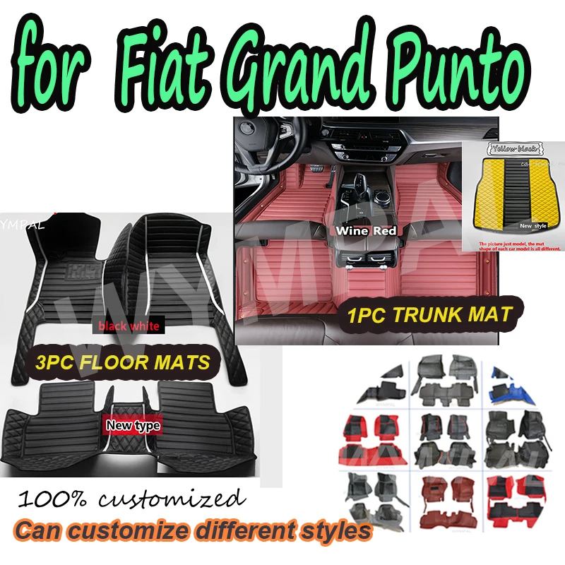 

LUXURY Car Floor Mats For Fiat Grand Punto Project 199 2005~2009 3door Tapetes Para Carro Alfombrillas Coche Car Mats