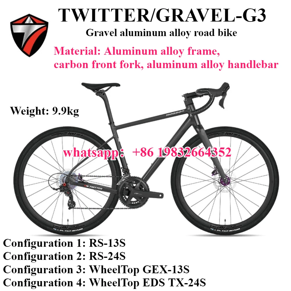 TWITTER New GRAVEL-G3 (7005 aluminum alloy gravel road vehicle) 700X38C aluminum wheel split aluminum handle