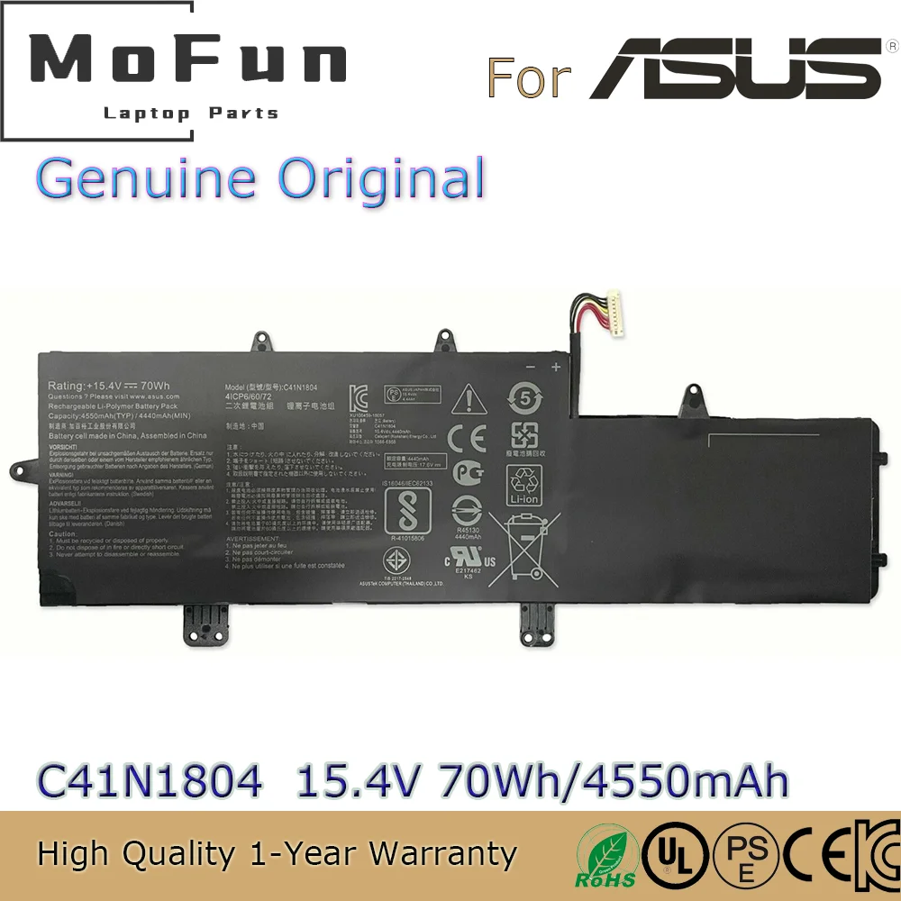 

Brand New Original C41N1804 15.4V 70Wh Laptop Battery for Asus ZenBook Pro 14 UX450FD UX450FD-1A UX450FDX UX480FD 4ICP6/60/72