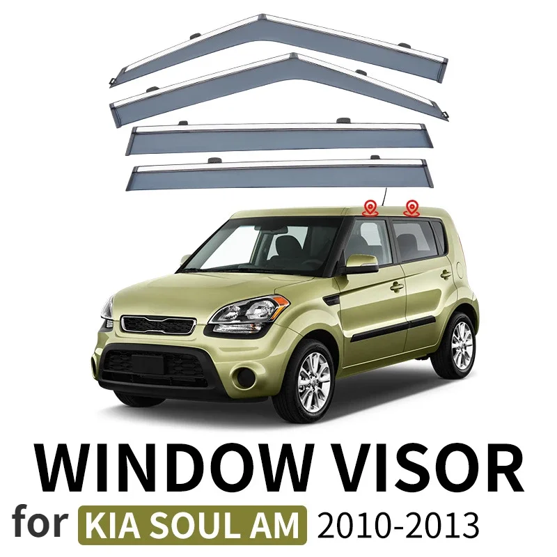 Window Visor Outer Trim Chrome For KIA SOUL AM 2010-2013 Accessories Window Visors Weathershields Wind Rain Guard Spoiler Wing