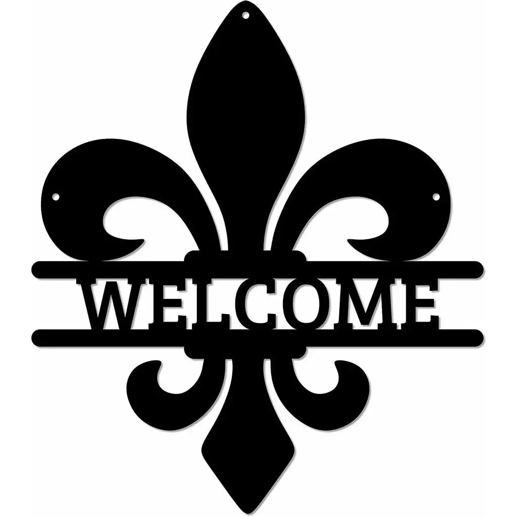 Cifbuy Fleur de Lis Willkommen Haustür schild 14 Zoll Fleur de Lys Metall Willkommen schild Haustür Kleiderbügel-New Orleans Cajun Bayou