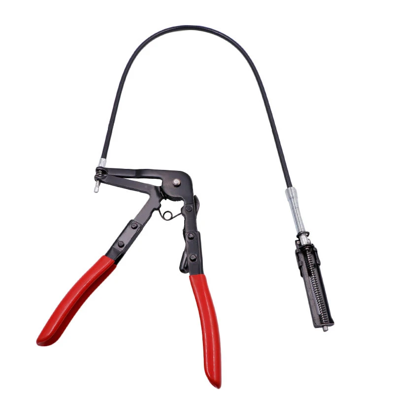 1Pc Cable Type Flexible Cord Long Automotive Hose Clamp Pliers  Straight Throat Tube Bundle Automotive Repair Hand Tools